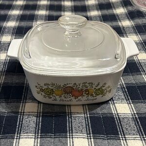 Vintage Corning Ware Casserole dish with lid Spice of life